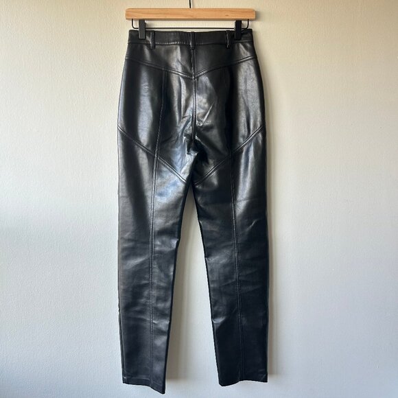 Aritzia Wilfred Rebel High-Waisted Vegan Leather Pants Black Women's Size 4 - Picture 3 of 10